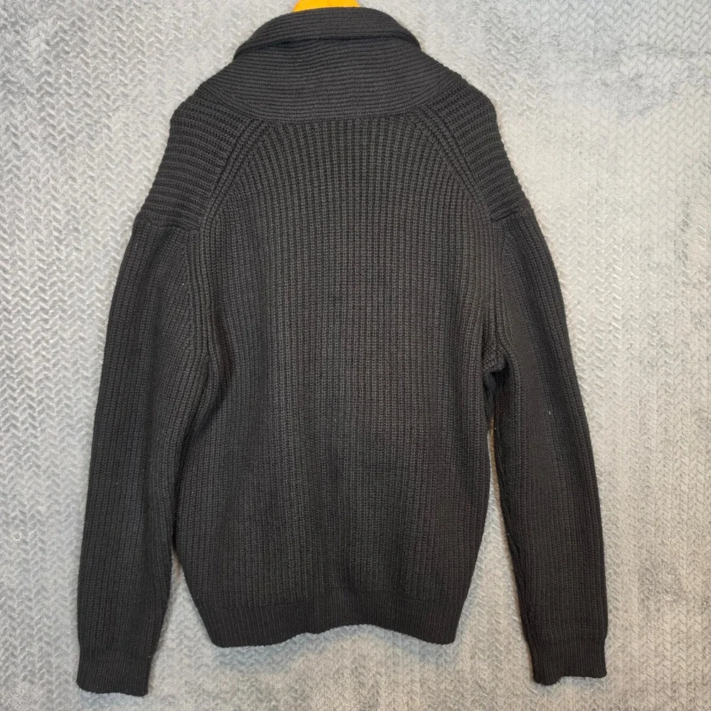 Banana Republic Mens XL Black Ribbed Shawl Collar Button Cardigan Sweater